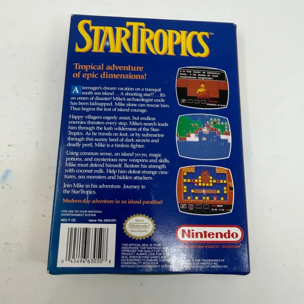 StarTropics Nintendo NES CIB Complete with Box Manual and Dust Sleeve 1990